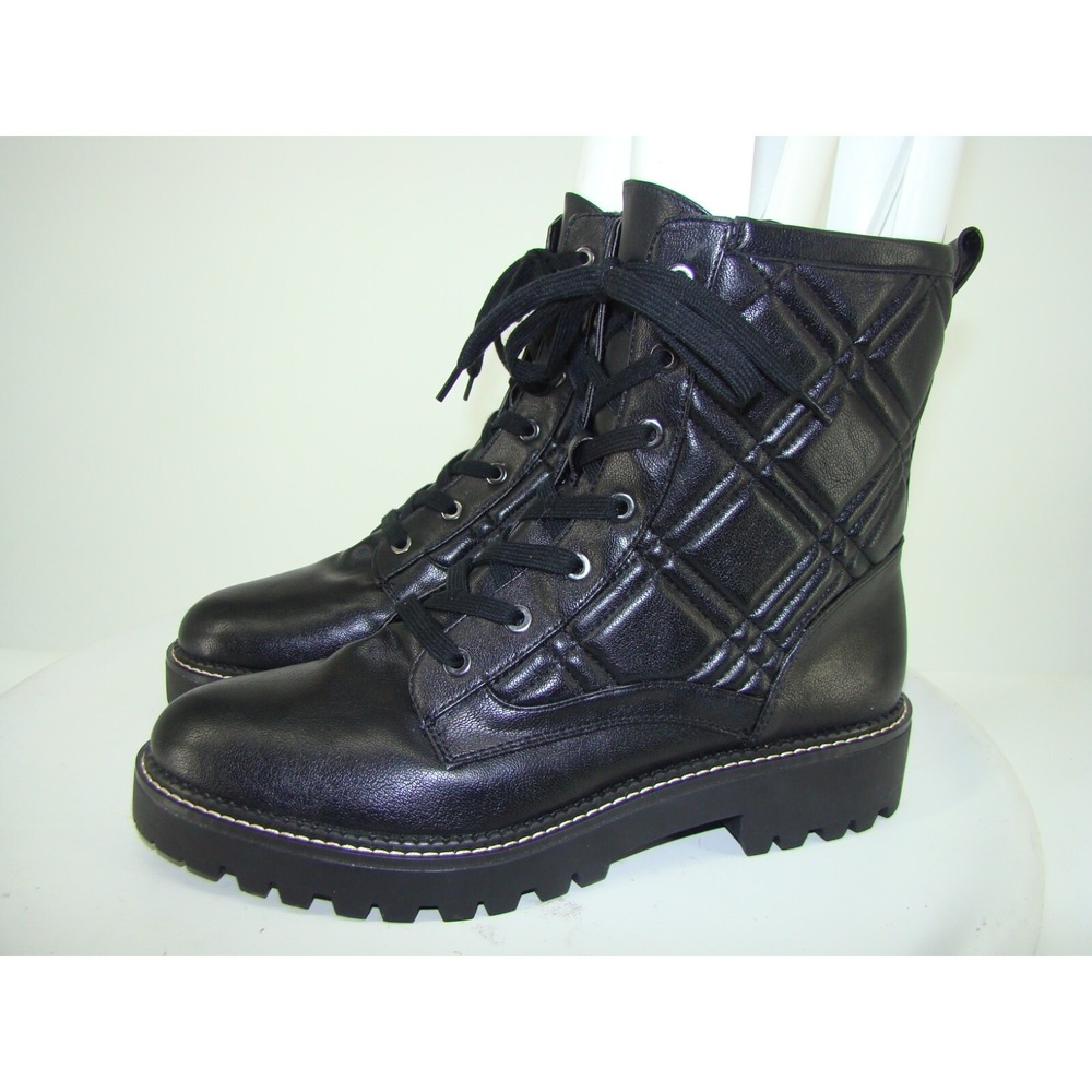 NORDSTROM RACK BLACK FAUX LEATHER QUILTED ANKLE BOOTS SIZE 12 NEW    C134